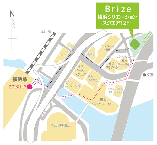 神奈川県横浜市神奈川区栄町5-1　横浜クリエーションスクエア12F 経路マップ